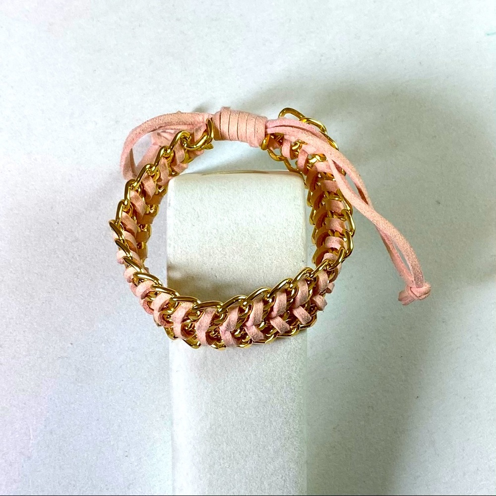North Coast Gold and Pink Suede Bracelet